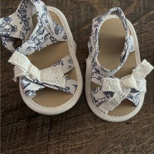 Floral White and Blue Kids Sandals